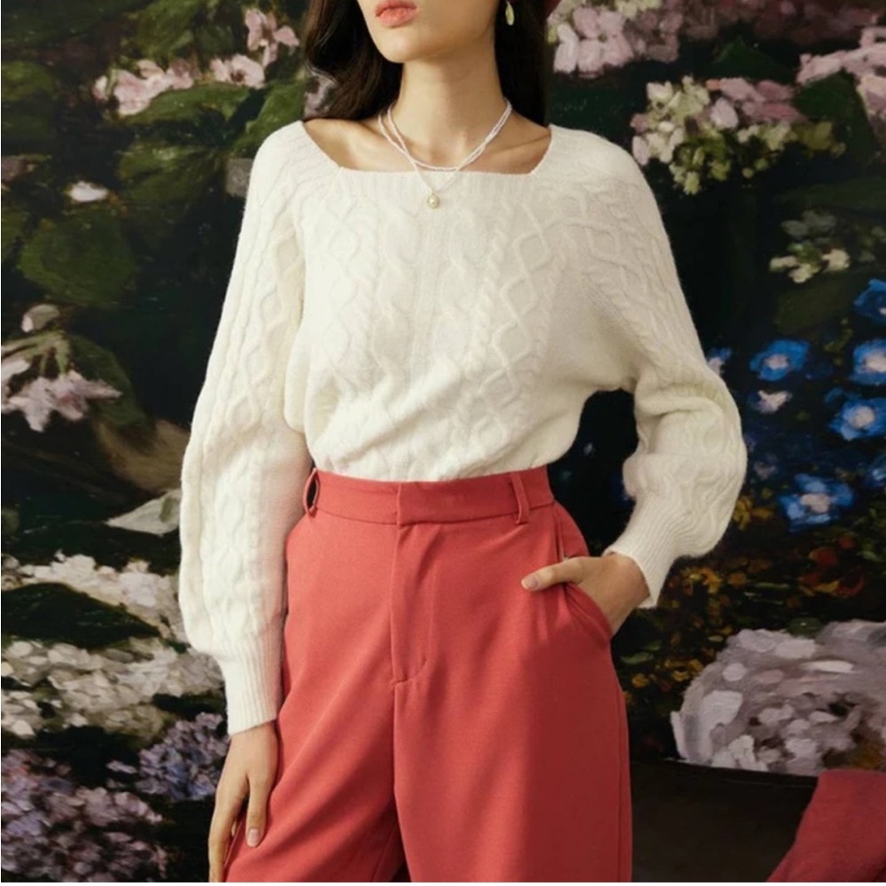 RIHOAS The Romance Cable Knit Crew Sweater